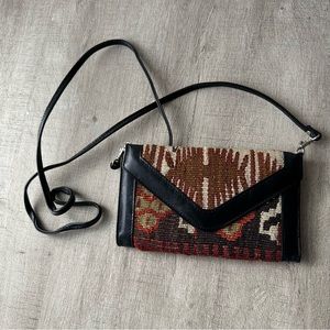 Leather and Kilim small cross body purse